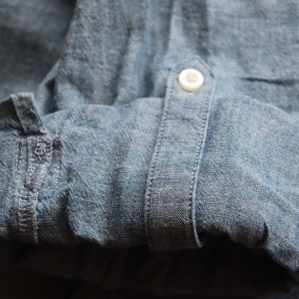 Tommy Hilfiger Chambray Roll Tab Sleeve Classic Fit Casual Button Shirt Large - Picture 6 of 10